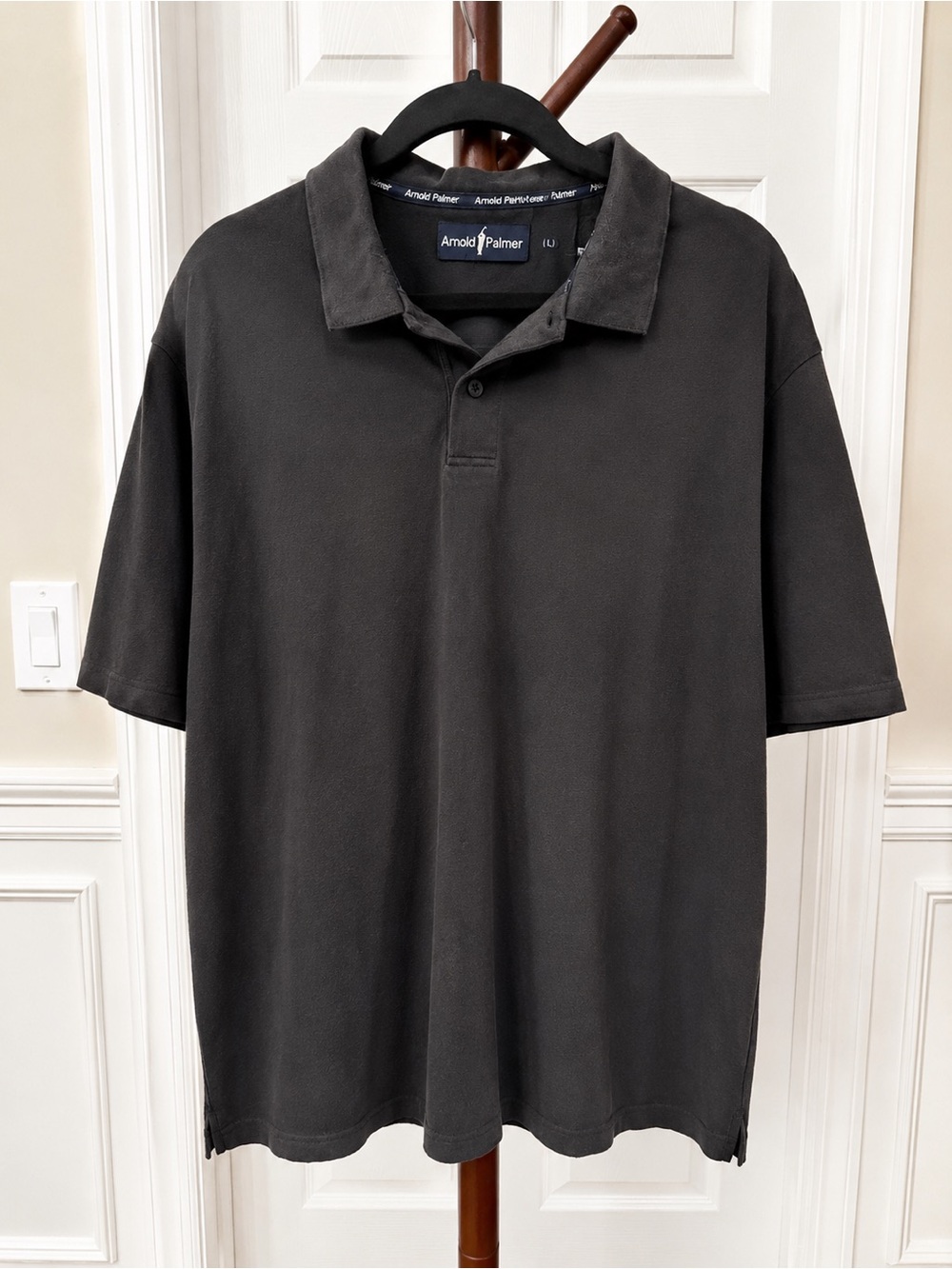 Arnold Palmer Men's Golf Black Solid Short Sleeve Cotton/Poly Polo Shirt 2XL